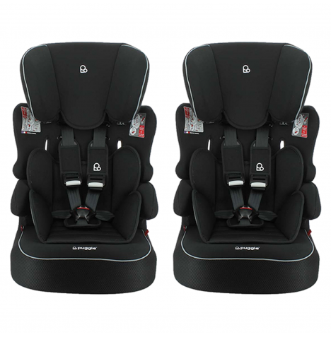 Puggle Linton Comfort Plus Luxe Group 1/2/3 Car Seat (2 Pack) - Storm Black (9 Months-12 Years)