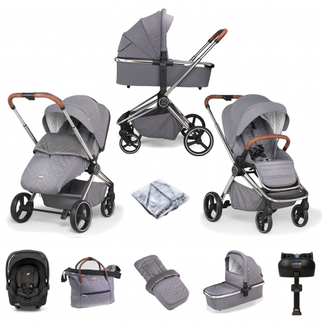 Mee-go Pure (Gemm) ISOFIX Base Travel System & Accessories - Pearl Grey