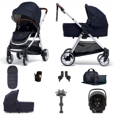 Mamas & Papas Flip XT2 8pc Essentials (i-Size 2 Car Seat) Travel System with Carrycot & ISOFIX Base - Navy
