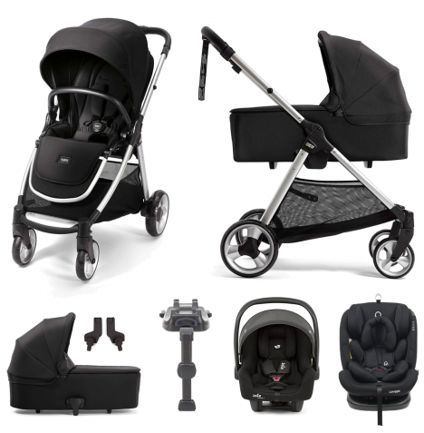 Mamas & Papas Flip XT2 7pc (i-Snug 2 & Lockton 0+123 Car Seat) Travel System with Carrycot & ISOFIX Base - Black