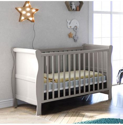 Puggle Alderley Sleigh Cot Bed With Eco Fibre Mattress - Classic Grey