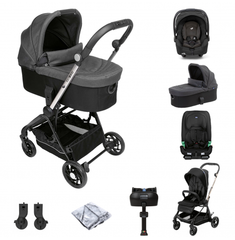 Chicco One4ever Gemm ISOFIX Travel System, Carry Cot & I-Size Car Seat - Pirate Black