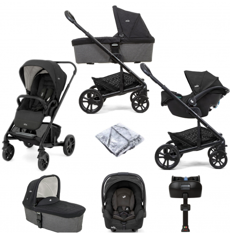 Joie Chrome (Gemm) Travel System with Carrycot & ISOFIX Base – Shale