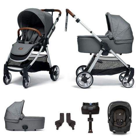 Mamas & Papas Flip XT2 (Gemm Car Seat) Travel System with Carrycot & ISOFIX Base - Fossil Grey