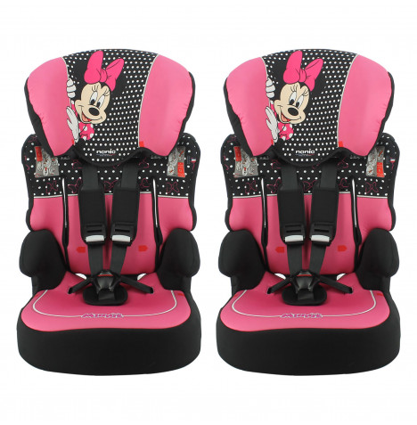 Disney Minnie Mouse Linton Comfort Plus Group 1/2/3 Car Seat (2 Pack) - Pink (9 Months-12 Years)