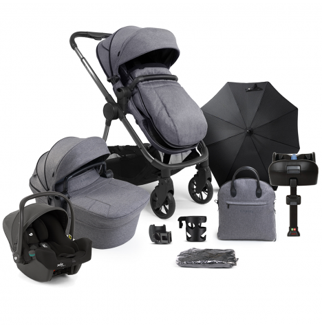 iCandy Lime Lifestyle (Gemm) Travel System Summer Bundle with ISOFIX Base - Charcoal