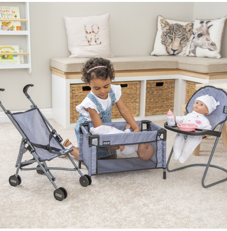 Mamas & Papas 7pc Kids Dolls Nursery Bundle – Grey (3-5 Years)