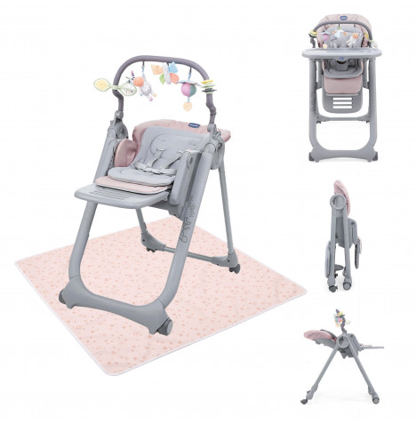 Chicco Polly Magic Relax 3in1 Highchair Low Chair & Splash Mat - Paradise Pink