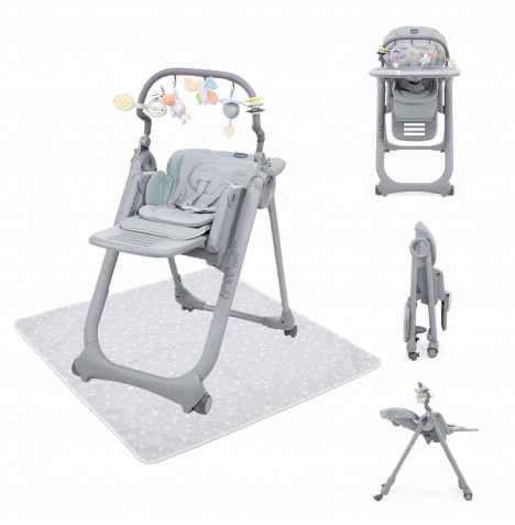 Chicco Polly Magic Relax 3in1 Highchair Low Chair & Splash Mat - Antiguan Sky Blue