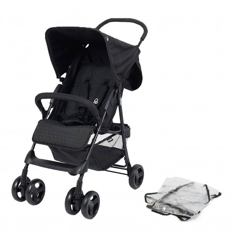 Puggle Holiday Luxe Pushchair Stroller and Raincover – Storm Black