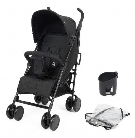 Puggle Litemax Pushchair Stroller with Raincover and Cup Holder - Storm Black