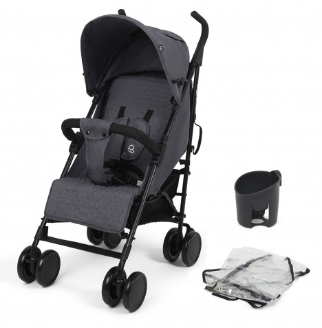 Puggle Litemax Pushchair Stroller with Raincover and Cup Holder - Slate Grey