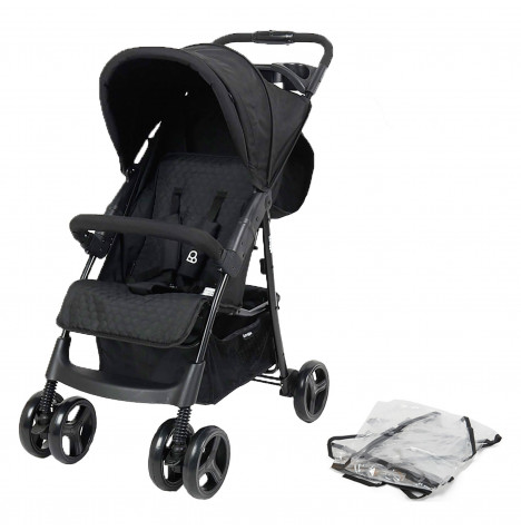 Puggle Starmax Pushchair Stroller and Raincover – Storm Black