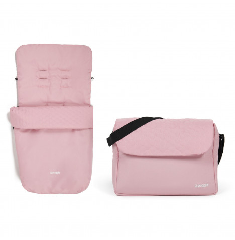Puggle Universal Honeycomb Pushchair Footmuff & Changing Bag with Mat – Vintage Pink