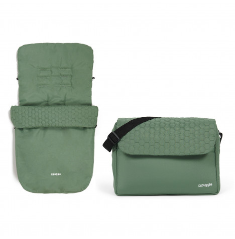 Puggle Universal Honeycomb Pushchair Footmuff & Changing Bag with Mat – Sage Green