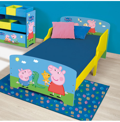 Peppa Pig Wooden Junior Toddler Bed with Eco Fibre Hypo Allergenic Toddler Bed Mattress – Yellow/White