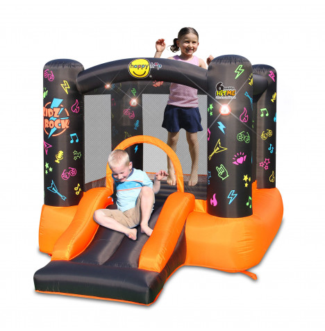 Happy Hop Kidz Rock Bouncy Castle with Slide & Musical Sounds (3-5years) – Black & Orange