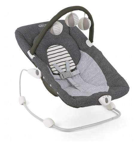 Graco Cheerie Infant Baby Bouncer Chair with Vibration – Grey Stripe