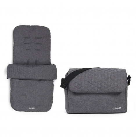 Puggle Universal Honeycomb Pushchair Footmuff & Changing Bag with Mat – Graphite Grey