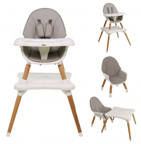 Eva 2in1 High Chair and Convertible Desk & Chair - Grey / White