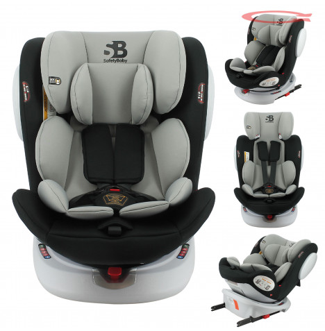 SafetyBaby Seaty 360° Fitted Swivel Group 0+/1/2/3 ISOFIX Car Seat - Black / Grey (0-12 Years)