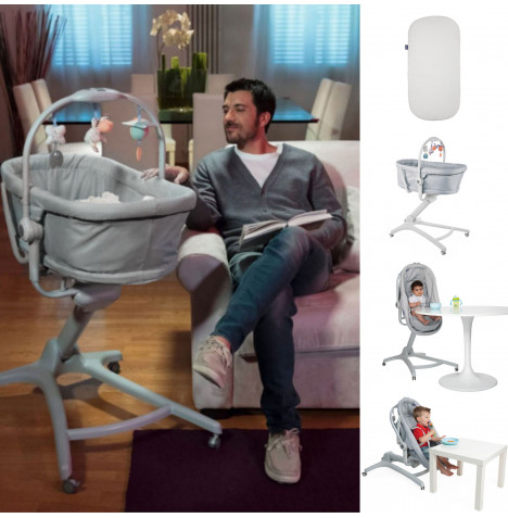 Chicco 4in1 Baby Hug Crib Seat with Baby Hug Mattress - Grey