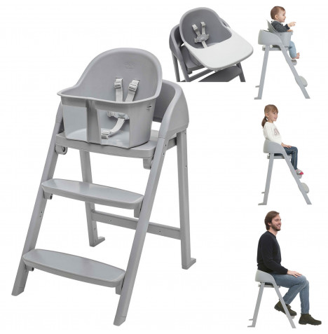 Chicco Crescendo Lite 3in1 Highchair, Baby Chair & Adult Chair with Tray - Milan Mist Grey