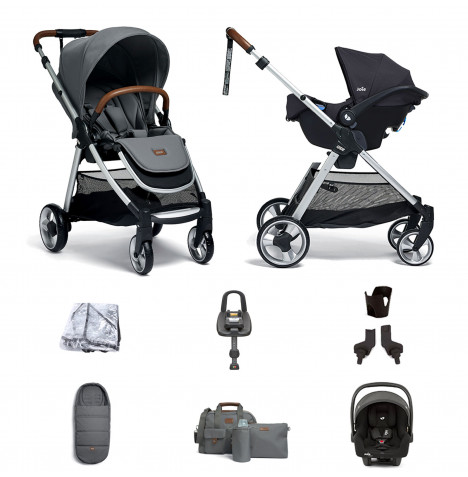 Mamas & Papas Flip XT2 8pc Essentials (i-Snug 2 Car Seat) Travel System with ISOFIX i-Base Advance - Fossil Grey