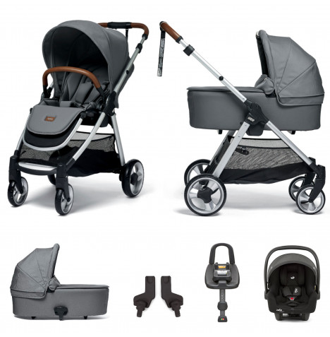 Mamas & Papas Flip XT2 (i-Snug 2 Car Seat) Travel System with Carrycot & ISOFIX i-Base Advance - Fossil Grey
