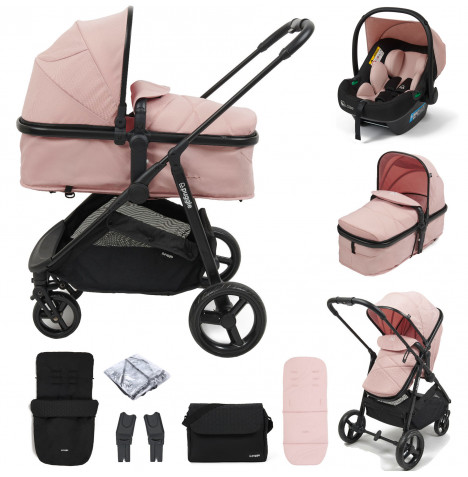 Puggle Monaco XT 2in1 i-Size Travel System with Footmuff & Changing Bag - Blush Pink