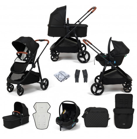 Puggle Monaco XT 3in1 i-Size Travel System with Changing Bag & Footmuff - Storm Black