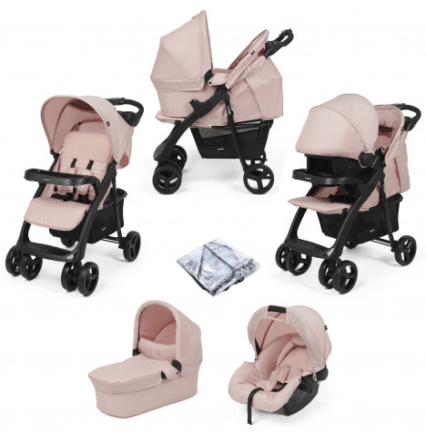 Puggle Denver Luxe 3in1 Travel System with Raincover - Blush Pink
