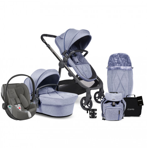 iCandy Orange Complete Travel System With Cybex Cloud Z Car Seat – Light Blue