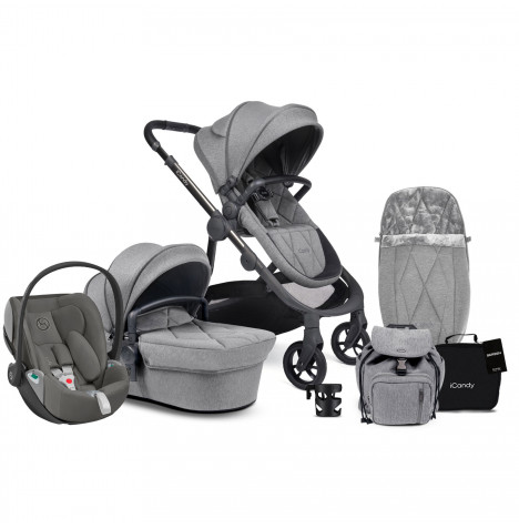 iCandy Orange Complete Travel System With Cybex Cloud Z Car Seat – Light Grey