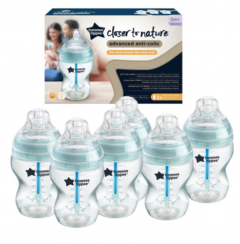 Tommee Tippee Advanced Anti-Colic Bottles 260ml x 6 - Clear