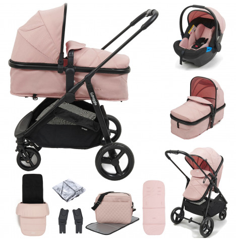 Puggle Monaco XT 2in1 Pushchair Travel System with Footmuff & Bag - Blush Pink