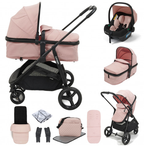 Puggle Monaco XT 2in1 i-Size Travel System with Footmuff & Changing Bag - Pink Blush