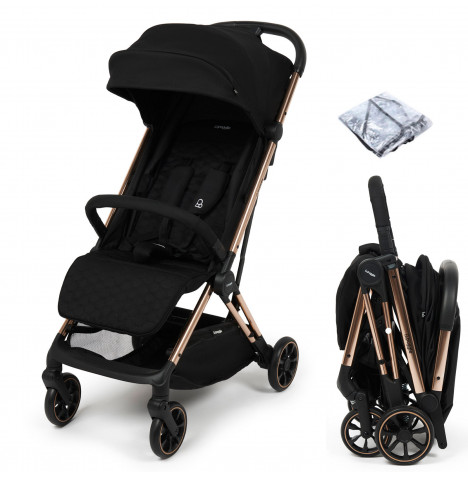 Puggle Escape Auto Quickfold Luxe Special Edition Compact Pushchair & Raincover - Midnight Black