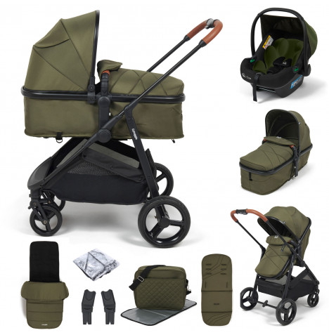 Puggle Monaco XT 2in1 i-Size Travel System with Footmuff & Changing Bag - Forest Green