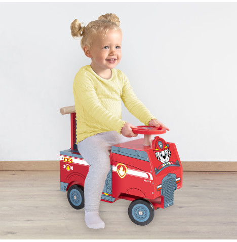 Paw Patrol Marshalls Fire Engine Wooden Ride On Scooter (12m - 6 Years) - Red