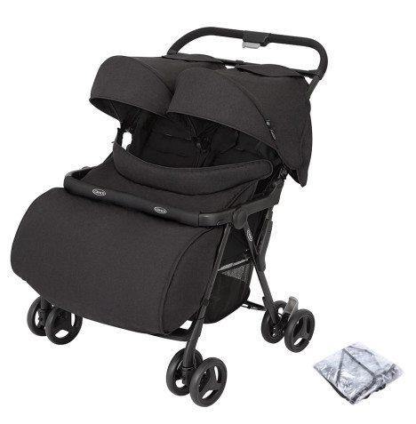 Graco Opia™ Aire Twin Pushchair with Double Apron and Raincover - Night Sky