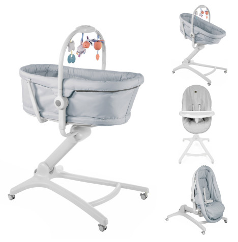 Chicco 4in1 Baby Hug Crib & Seat with Mealtime Kit - Grey/White