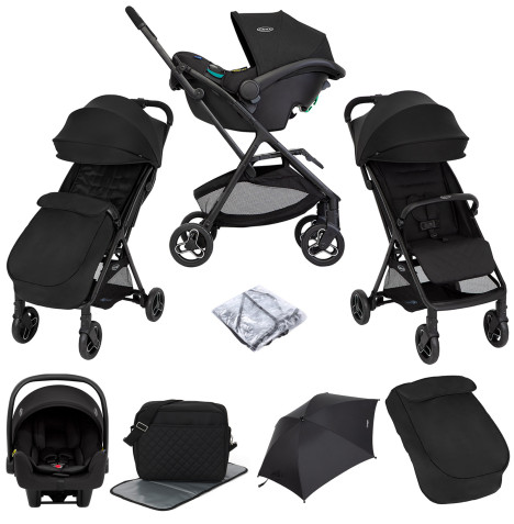 Arris™ Travel System with Snuglite Car Seat, Footmuff, Changing Bag, Parasol & Raincover - Night Sky
