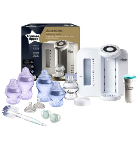 Tommee Tippee Perfect Prep Baby Bottle Making Machine & Baby Bottle Starter Set - White/Purple/Blue