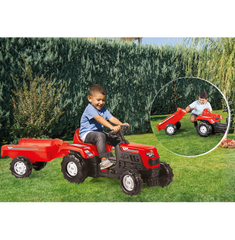 Ranchero Pedal Operated Tractor With Trailer - Red (36 Months+)