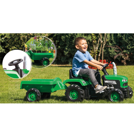 Pedal Operated Tractor With Trailer - Green (36 Months+)