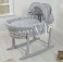 4Baby Padded Grey Wicker Baby Moses Basket & Rocking Stand - Grey / White Stars