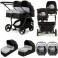 My Child Easy Twin Double Stroller Travel System & Carrycot (2 Car Seats, 2 Carrycots) - Grey