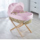 4Baby Palm Moses Basket & Natural Folding Stand - Pink Waffle