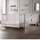 Puggle Prestbury Imperial Luxe Sleigh 5pc Nursery Furniture Set with Drawer & Fibre Mattress - White